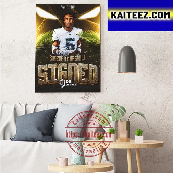 Braeden Marshall Signed UCF Knights Football Art Decor Poster Canvas