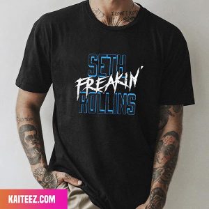 Branded Black Seth Freakin Rollins Blue Text WWE Style T-Shirt
