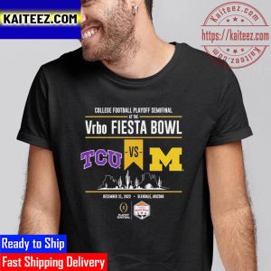 College Football Playoff Vrbo Fiesta Bowl Head To Head 2022 TCU Vs Michigan Vintage T-Shirt
