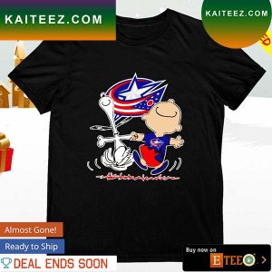 Columbus Blue Jackets Snoopy and Charlie Brown dancing T-shirt