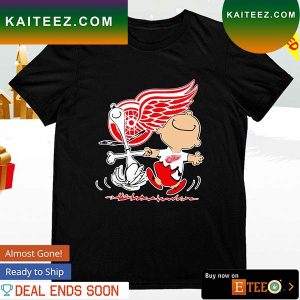 Detroit Red Wings Snoopy and Charlie Brown dancing T-shirt