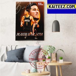 Devin Booker Wins Western Conference Player Of The Month With Phoenix Suns NBA Art Decor Poster Canvas