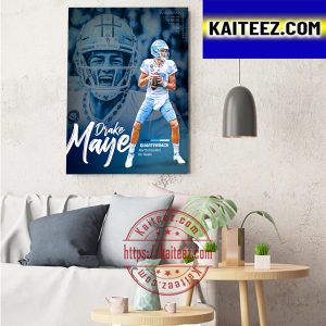 Drake Maye Quarterback North Carolina Tar Heels Art Decor Poster Canvas