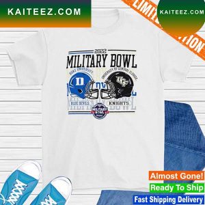 Duke University Blue Devils vs University of Central Florida Knights 2022 Military Bowl Dueling Helmets T-shirt