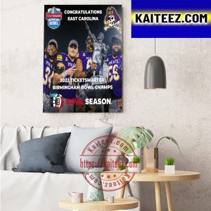 East Carolina Pirates Football 2022 TicketSmarter Birmingham Bowl Champions Art Decor Poster Canvas