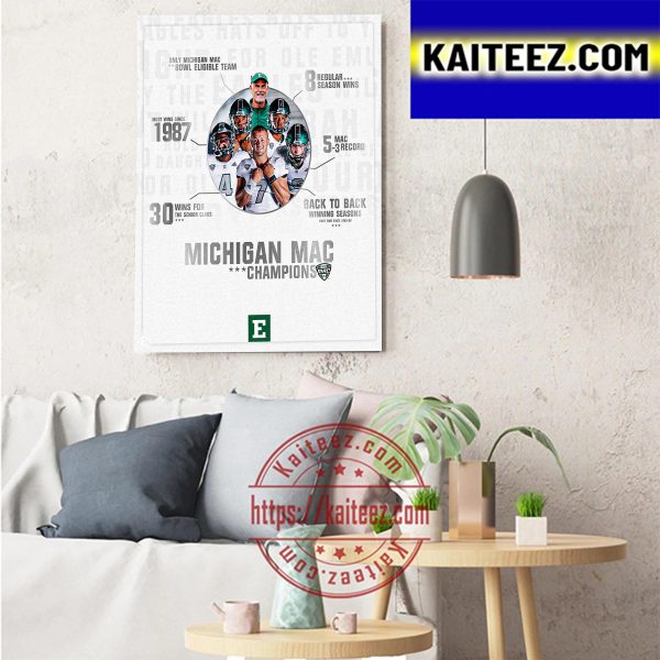 Eastern Michigan Football Are Michigan MAC Champions Art Decor Poster Canvas