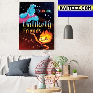 Elemental Of Disney And Pixar Unlikely Friends Art Decor Poster Canvas