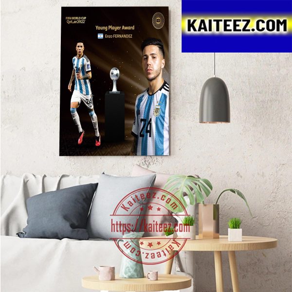 Enzo Fernandez Wins Young Player Award FIFA World Cup Qatar 2022 Art Decor Poster Canvas
