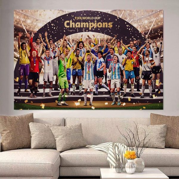 FIFA World Cup Champions Glorious New Entrant Lionel Messi And Argentina Wall Art Poster Canvas