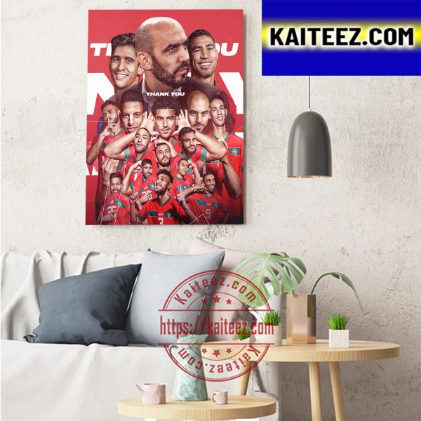 FIFA World Cup Qatar 2022 Thank You Morocco Art Decor Poster Canvas