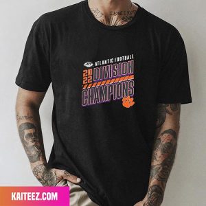 Fanatics Branded Charcoal Clemson Tigers 2022 ACC Atlantic Division Football Champions Slanted Knockout Fan Gifts T-Shirt