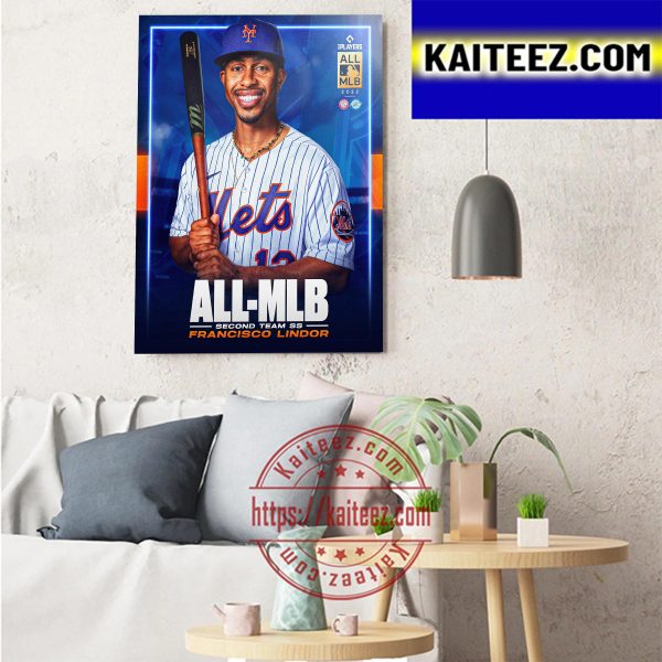 Francisco Lindor 2022 All MLB Second Team SS New York Mets Art Decor Poster Canvas