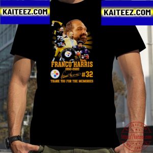 Franco Harris #32 Steelers 1950 2022 Thank You For The Memories Signature Vintage T-Shirt