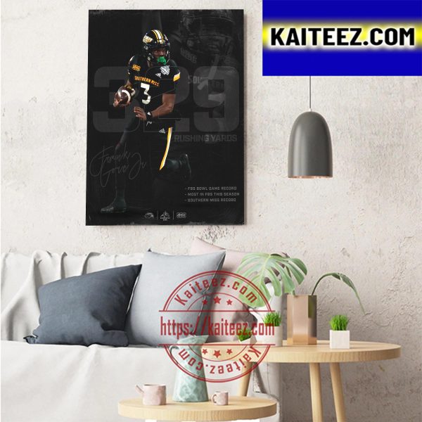 Frank Gore Jr 329 Rushing Yards Historic Performance With Southern Miss Football Art Decor Poster Canvas