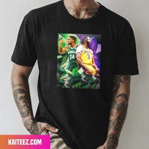 Giannis Antetokounmpo vs Anthony Davis Los Angeles Lakers x Milwaukee Bucks NBA Style T-Shirt