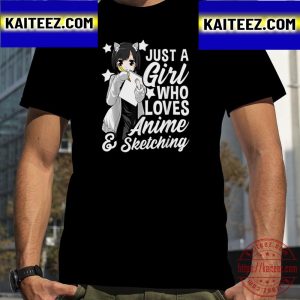 Girl Just A Girl Who Loves Anime And Sketching Drawing Vintage T-Shirt