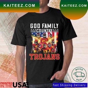God Family Country USC Trojans American Flag T-shirt