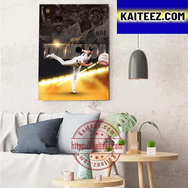 Houston Astros Thank You For Everything Justin Verlander In MLB Art Decor Poster Canvas
