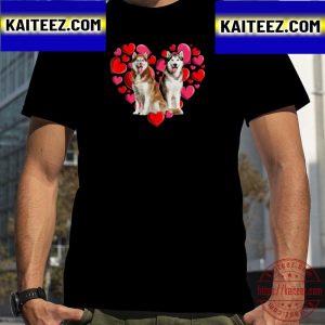 Husky Couple Valentine Heart Funny Valentines Day Dog Vintage T-Shirt