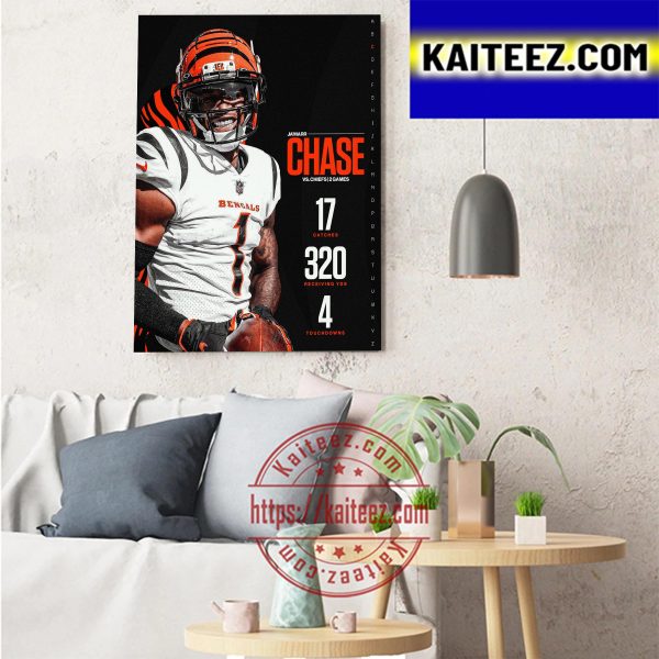JaMarr Chase Vs Kansas City Chiefs 2 Games Art Decor Poster Canvas