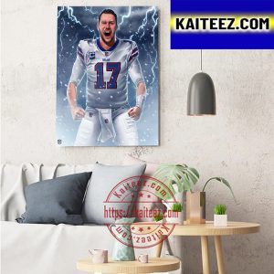 Josh Allen 17 Play In The Snow Buffalo Bills NFL Art Decor Poster Canvas