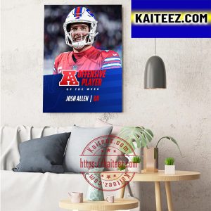 Josh Allen Offensive Player Of The Week Buffalo Bills NFL Art Decor Poster Canvas