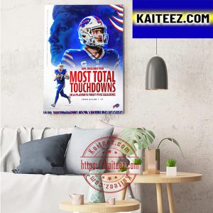 Josh Allen Record For Most Total Touchdowns In A Player First Five Seasons With Buffalo Bills Art Decor Poster Canvas