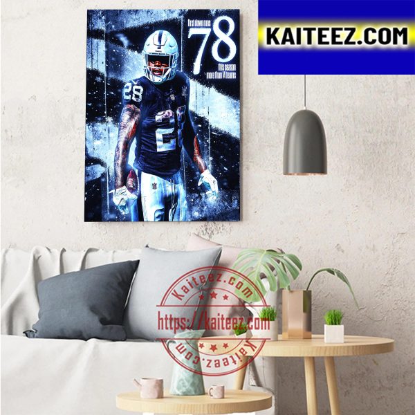 Josh Jacobs 78 First Down Runs This Season Art Decor Poster Canvas