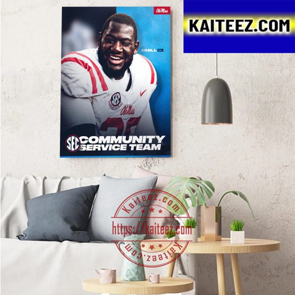 KD Hill SEC Community Service Team Ole Miss Football Art Decor Poster Canvas