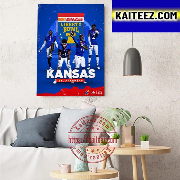 Kansas Vs Arkansas In Auto Zone Liberty Bowl Art Decor Poster Canvas