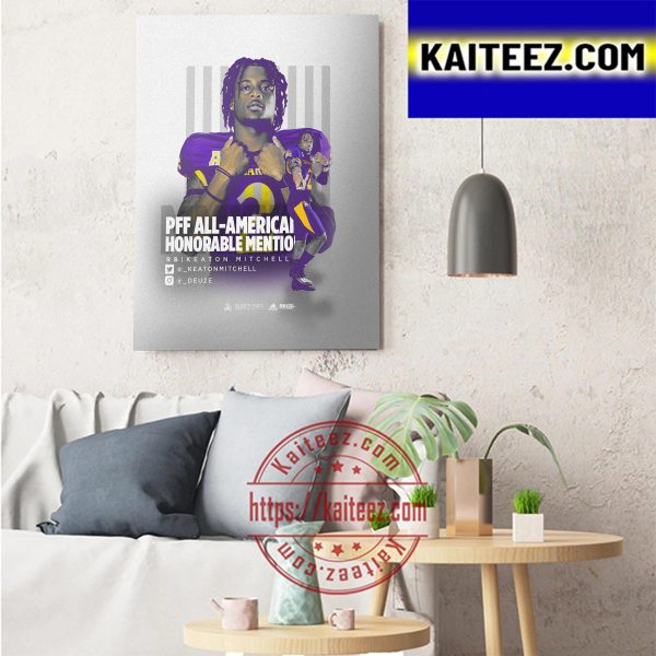 Keaton Mitchell PFF All American Honorable Mention ECU Football Art Decor Poster Canvas