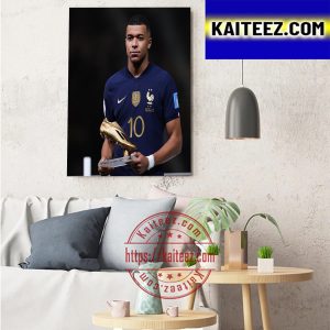 Kylian Mbappe Wins Golden Boot FIFA World Cup Qatar 2022 Art Decor Poster Canvas