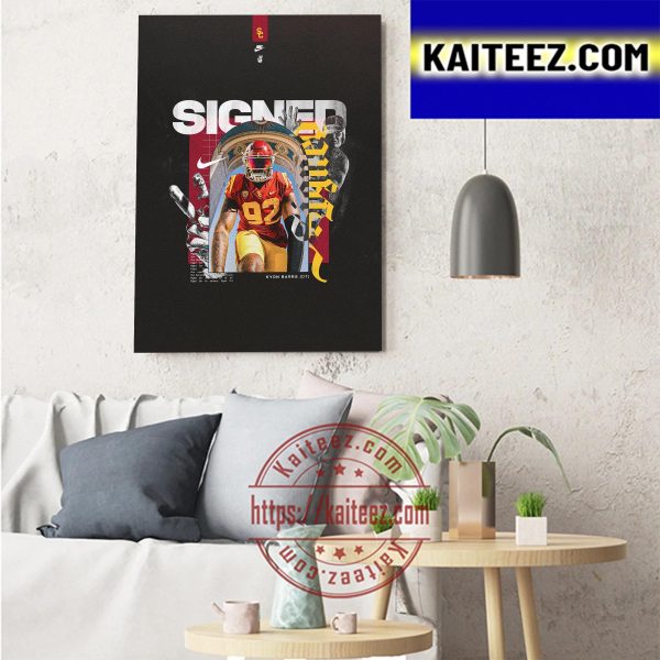 Kyon Barrs Signed USC Trojans Football Art Decor Poster Canvas