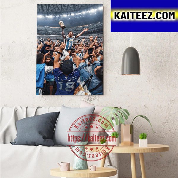 Lionel Messi And Argentina Are World Cup Champions 2022 Art Decor Poster Canvas