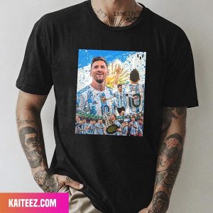 Lionel Messi – Argentina Team Winning FIFA World Cup 2022 Champions Team Style T-Shirt