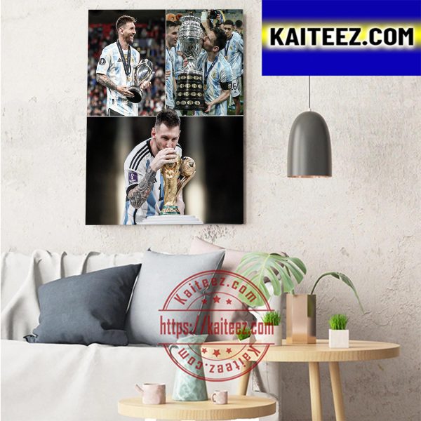 Lionel Messi Completed International Trophies Art Decor Poster Canvas