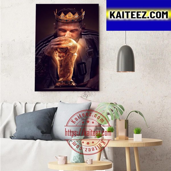Lionel Messi King Of Football 2022 World Cup Champions Art Decor Poster Canvas