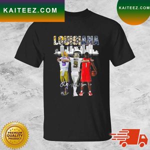 Louisiana Sports Skyline Daniels Brees And Williamson Signatures T-shirt