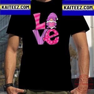 Love Gnome Holding Heart Youth Girls Funny Valentines Day Vintage T-Shirt