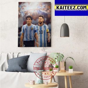 Maradona And Messi Of Argentina In FIFA World Cup Art Decor Poster Canvas