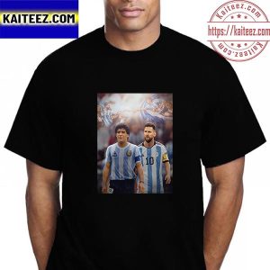 Maradona And Messi Of Argentina In FIFA World Cup Vintage T-Shirt