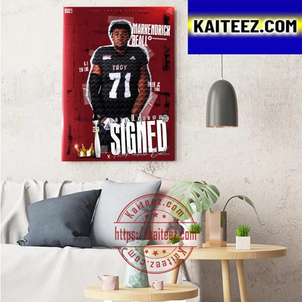 Markendrick Beall Signed Troy Trojans Football Art Decor Poster Canvas