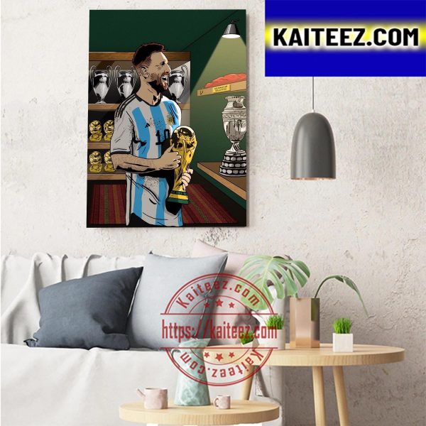 Messi Winner 2022 World Cup Champions Art Decor Poster Canvas