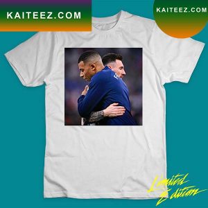 Messi and Mbappe hug each other 2022 world cup T-shirt