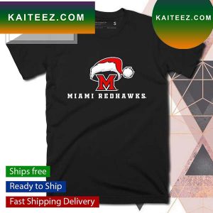 Miami RedHawks Logo with Santa Hat T-shirt