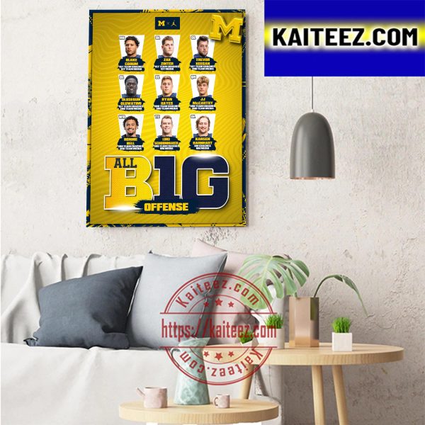 Michigan Football All Big Ten Offensive Team Art Decor Poster Canvas