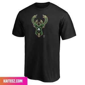 Milwaukee Bucks Fanatics Branded Black Midnight Mascot Team Fan Gifts T-Shirt
