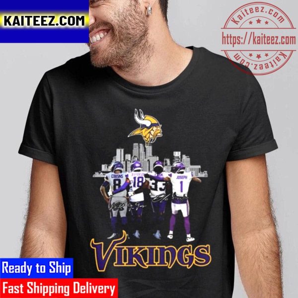 Minnesota Vikings Kirk Cousins Justin Jefferson Brian Asamoah Greg Joseph City Signatures Vintage T-Shirt