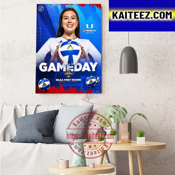 NCAA First Round Kansas Volleyball Vs Miami FL In NCAA Division I Womens Volleyball Championship 2022 Omaha Art Decor Poster Canvas