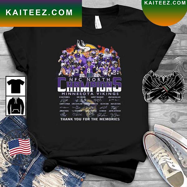 NFC North Champions Minnesota Vikings Thank You For The Memories Signatures  T-shirt - Kaiteez